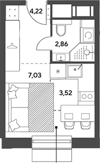 Планировка: Студия, 17.63 м²
