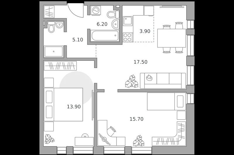 Планировка: 3-комнатная, 62.3 м²