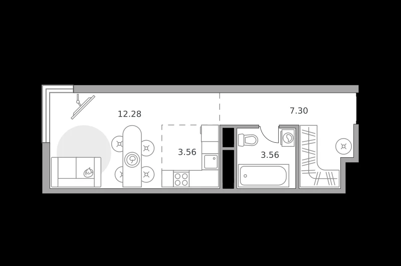 Планировка: Студия, 26.75 м²