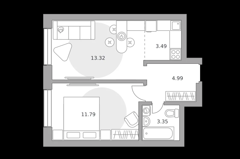 Планировка: 2-комнатная, 36.94 м²