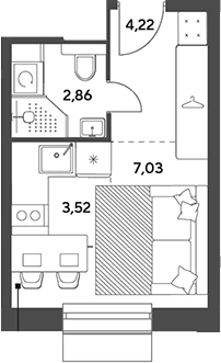 Планировка: Студия, 17.63 м²