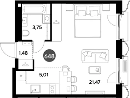 Планировка: Студия, 31.71 м²