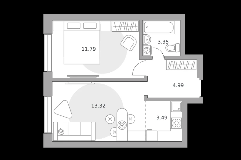 Планировка: 2-комнатная, 36.94 м²