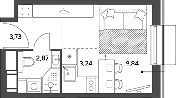 Планировка: Студия, 19.68 м²