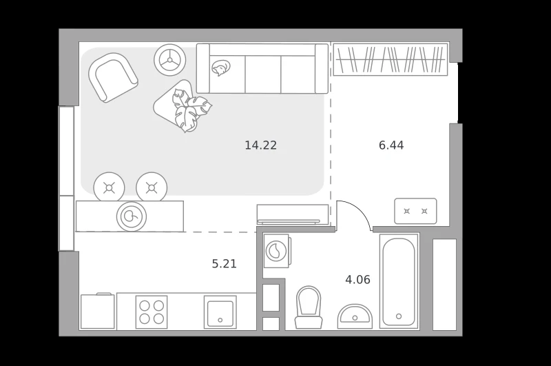 Планировка: Студия, 29.93 м²