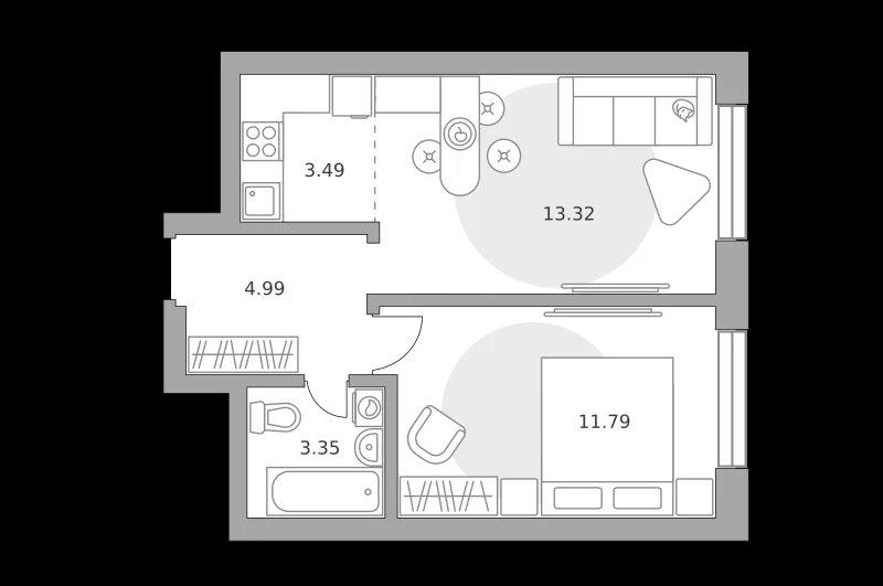 Планировка: 2-комнатная, 36.94 м²