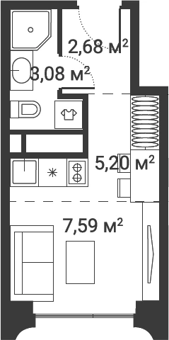 Планировка: Студия, 18.55 м²